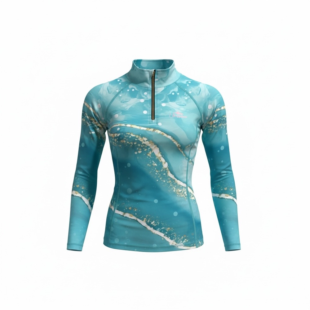 Girls Teal Long Sleeve Equestrian Riding Shirt